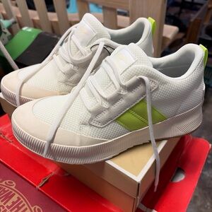Sorel White and Neon Green Athletic Shoes